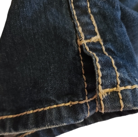 Adiktd Women's Size 8 34" Inseam embellished Pocket Split Ankle hem Dark Wash De - Picture 4 of 5